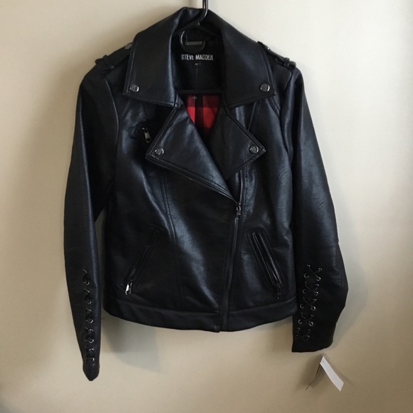 steve madden black leather jacket